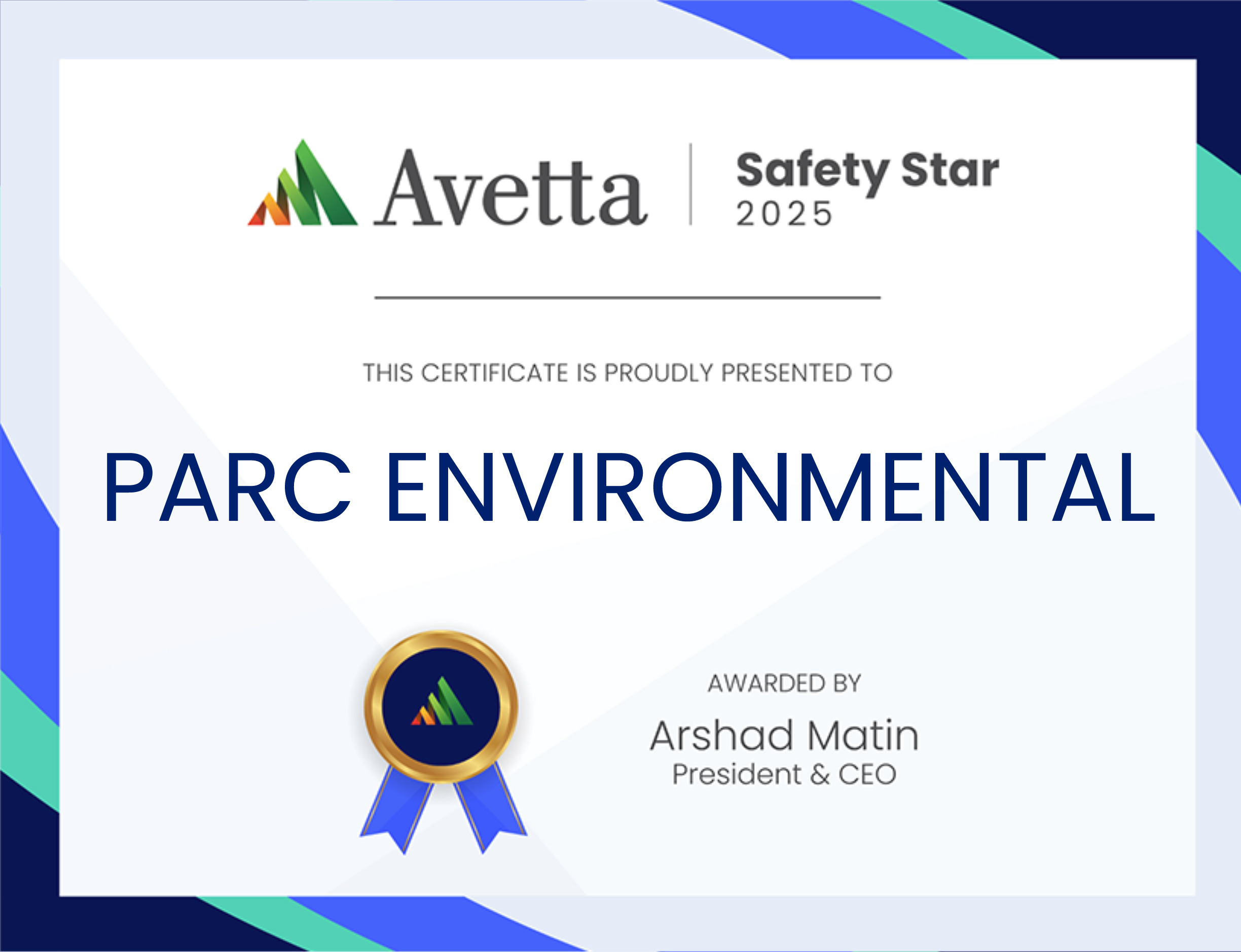 PARC Environmental Avetta Safety Star 2025 safety award